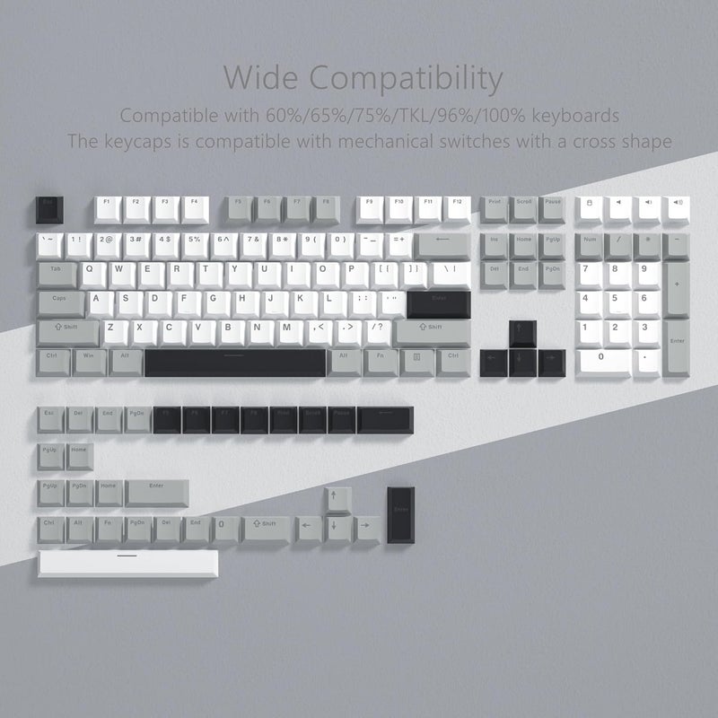 Womier Shine Through Keycaps, PBT Keycaps 60 65 75 100 Percent Cherry Profile Custom Key caps Set for Cherry Gateron MX Switches Mechanical Keyboard-Grey Creamy - Image 5